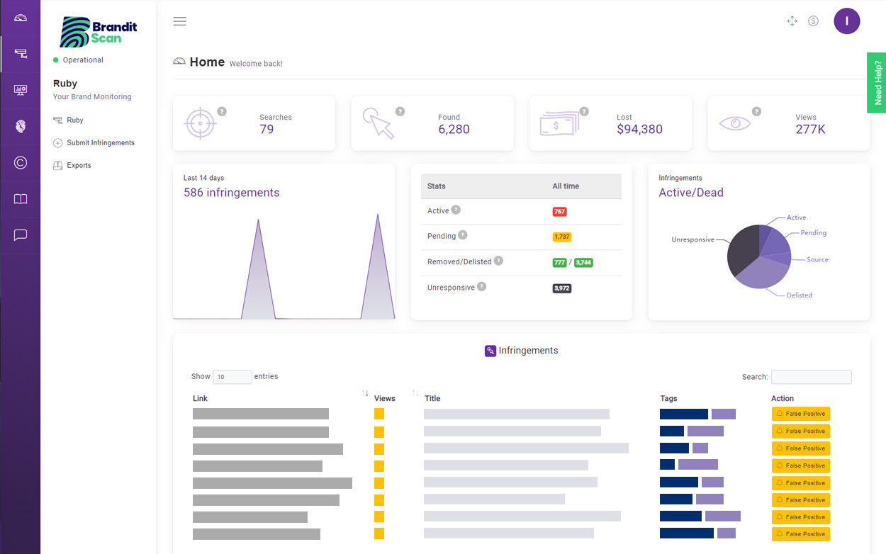 The original BranditScan dashboard from 2021