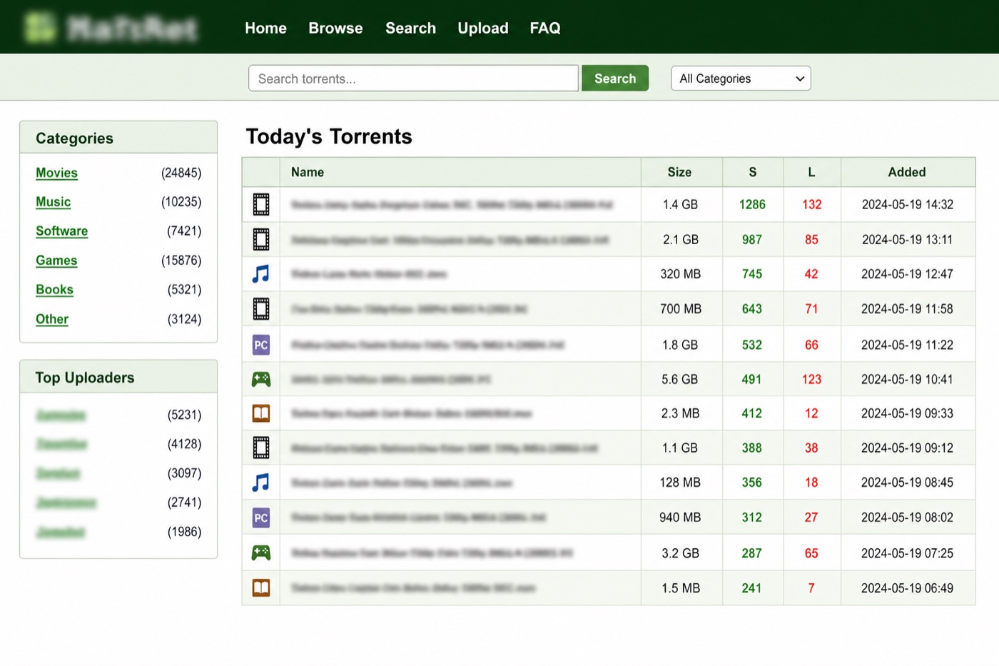 What the Extratorrent com interface looks like