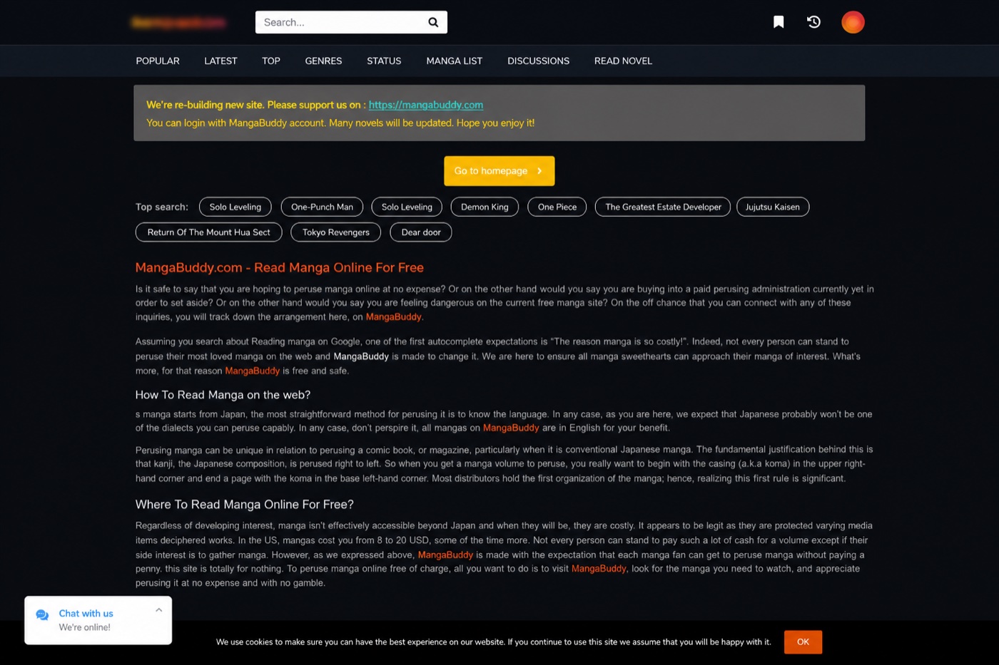 What the Mangabuddy com interface looks like