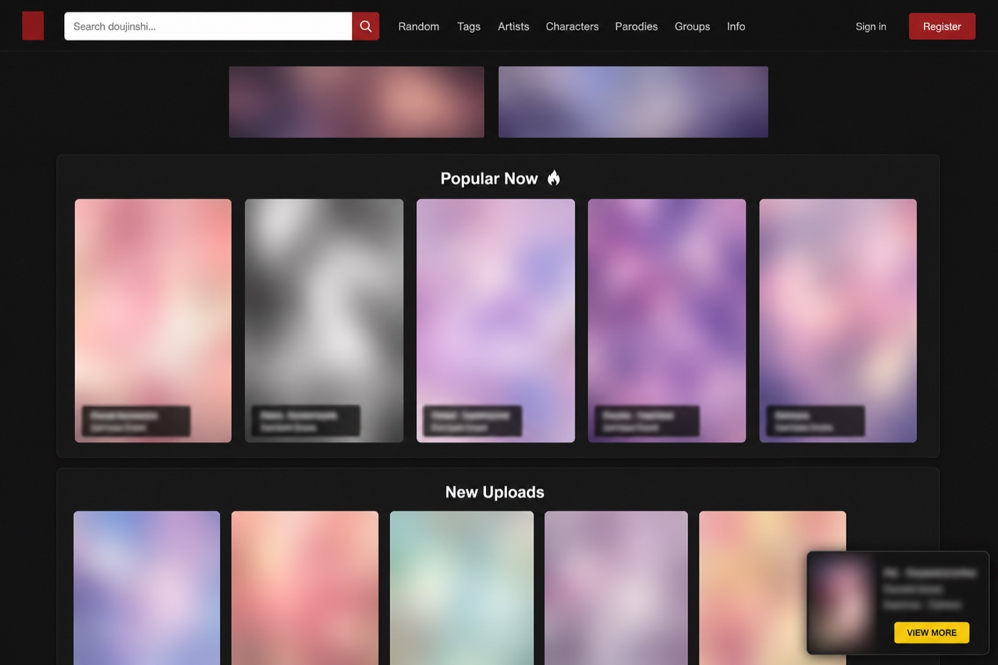 What the Nhentai net interface looks like