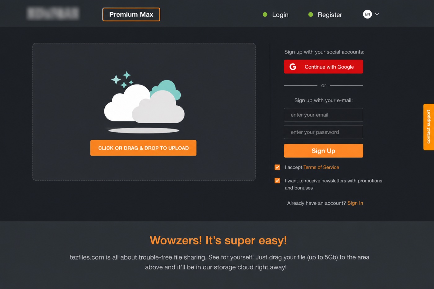 What the tezfiles.com interface looks like
